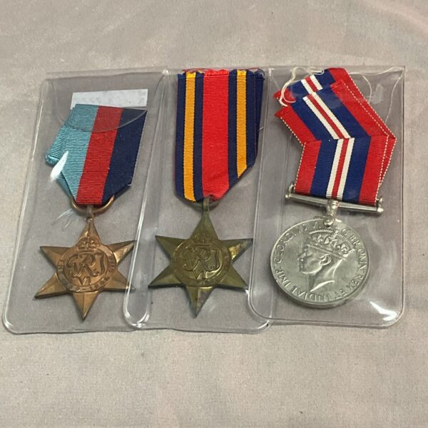 Group of three WWII medals including the Burma Star.
