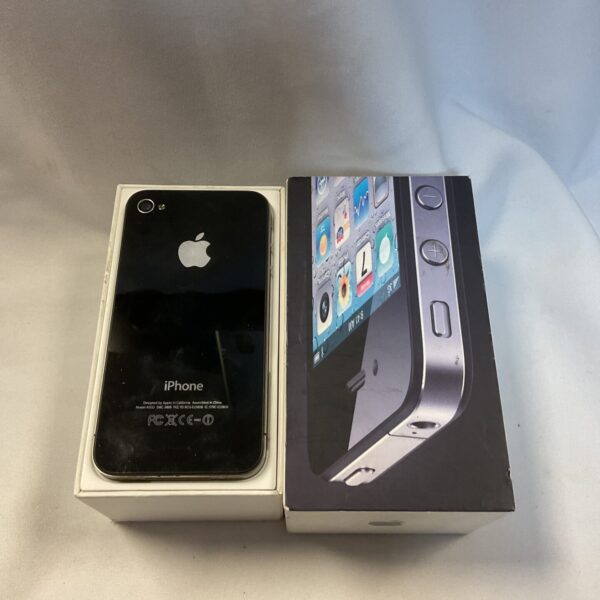 Front view of a vintage Apple iPhone 4 smartphone.