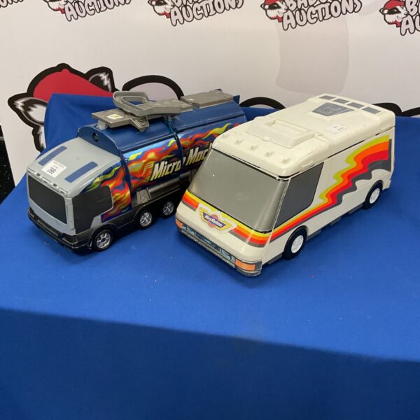 Vintage Hasbro Micro Machines semi truck and van city playsets.