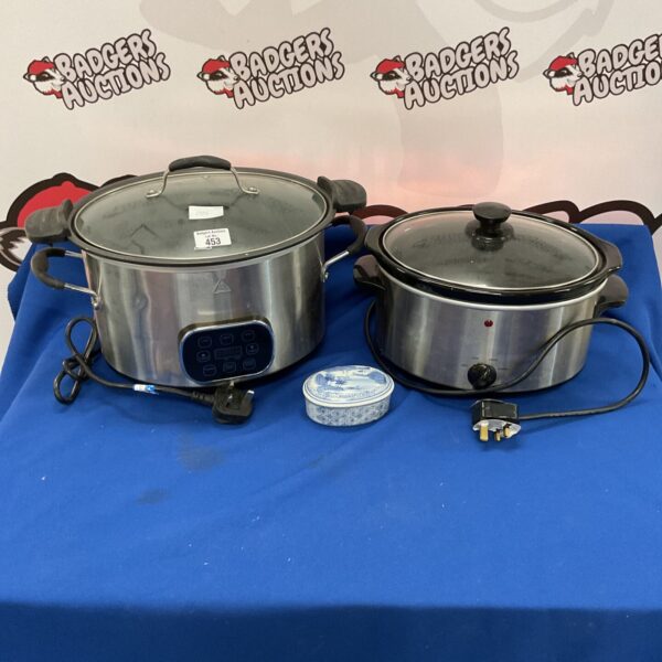 Two slow cookers from Morrisons and Tesco, kitchen appliances.