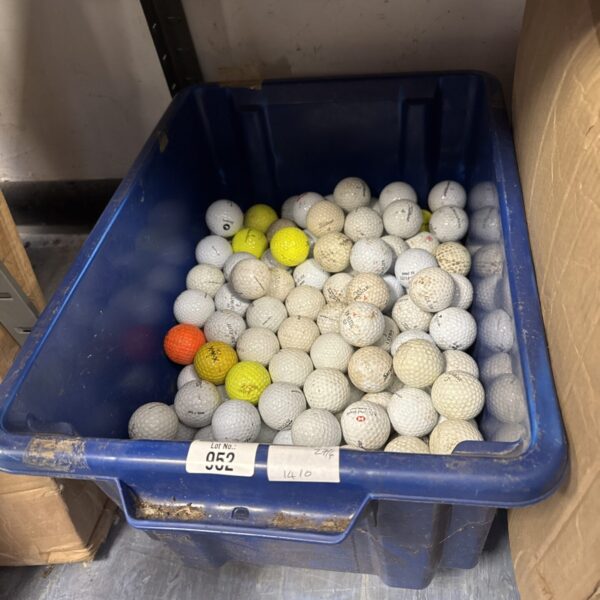 Large lot of mixed used golf balls for practice.