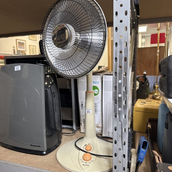 Vintage Korean pedestal heater with UK adapter for sale.