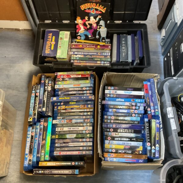 Assorted Blu-ray and DVD movie collection lot for sale.