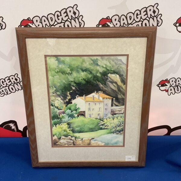 Maureen Carveley watercolour painting of a country house landscape.