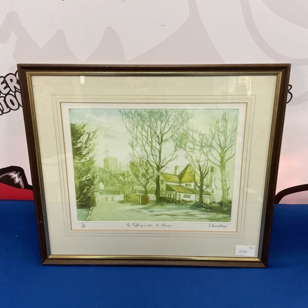 Jean Humphreys limited edition print of the Fighting Cocks pub in St Albans.