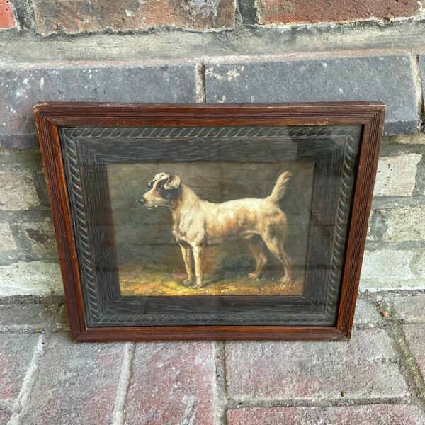 Vintage oil painting of a Jack Russell Terrier dog.