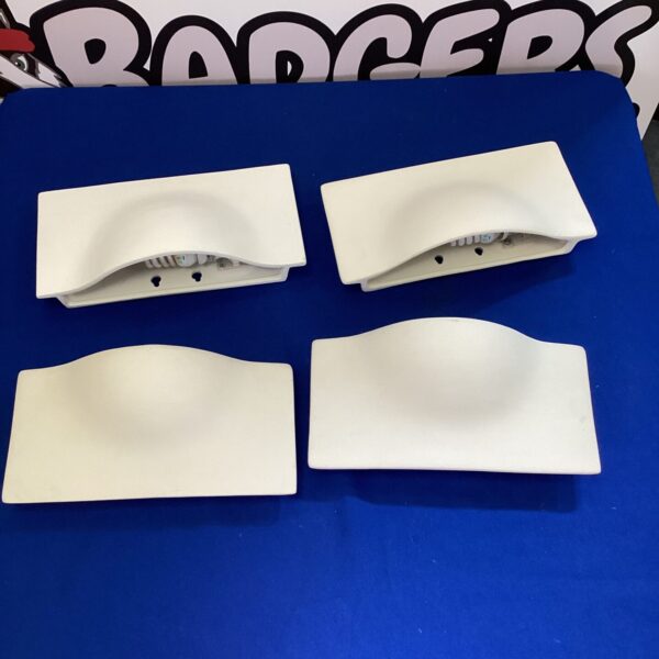 Set of four vintage ceramic wall sconces for retro wall lighting.
