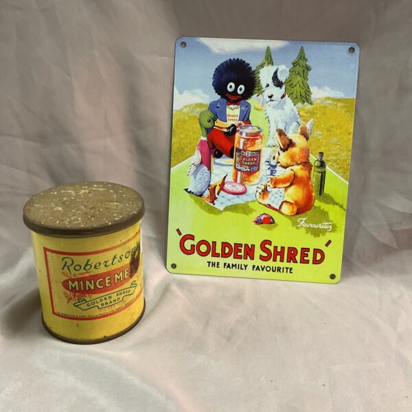 Vintage Robertsons Golden Shred tin featuring the iconic Golly character.