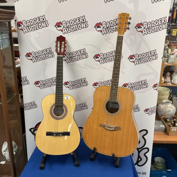 Acoustic guitar lot including Gear4music and Stretton Payne guitars.