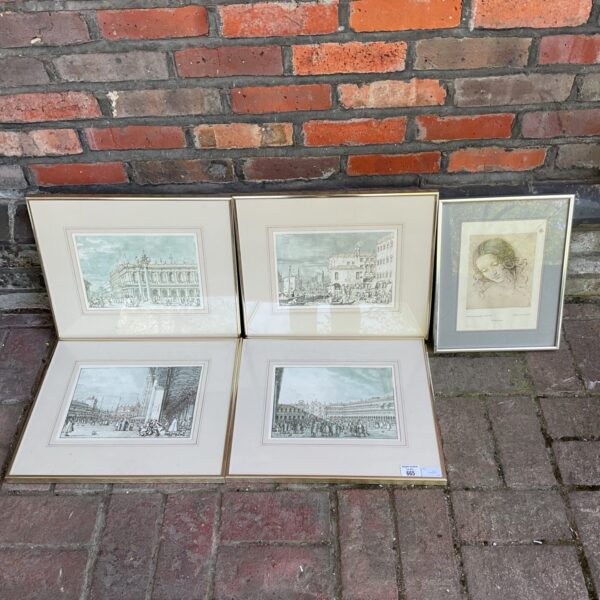 Framed antique prints from the Windsor Castle art collection depicting Venice.