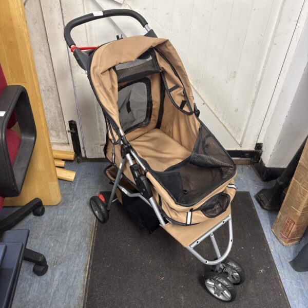 Front view of a foldable pet walker carrier for small animals.