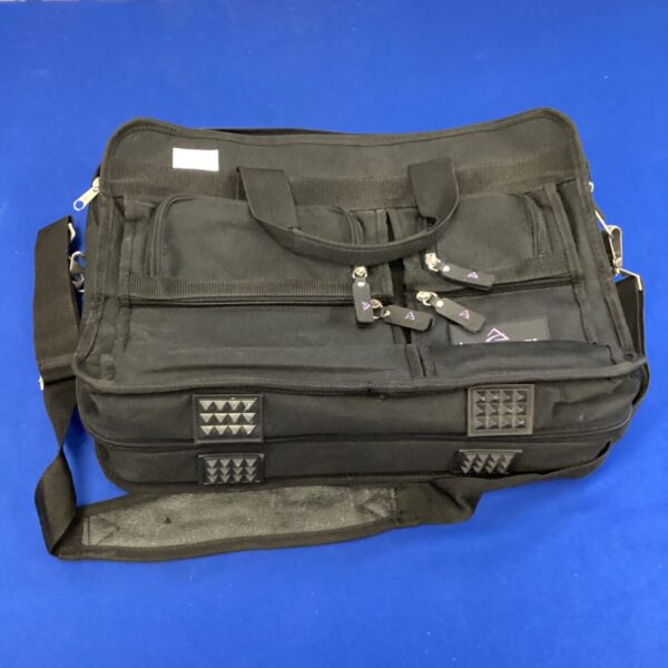 Black Lantus laptop bag with multiple compartments and shoulder strap.