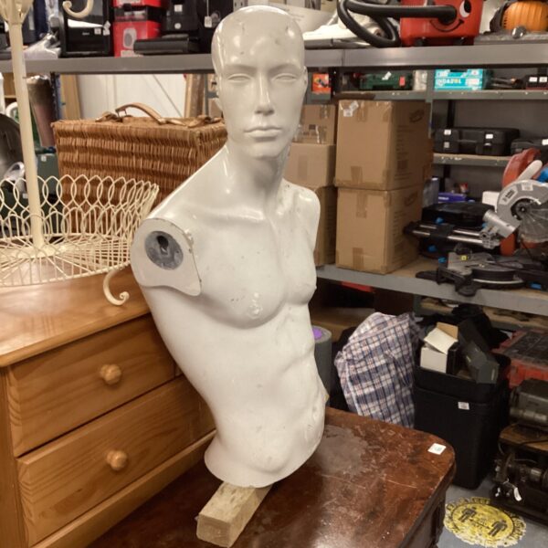 Vintage half manikin torso for display and collection.