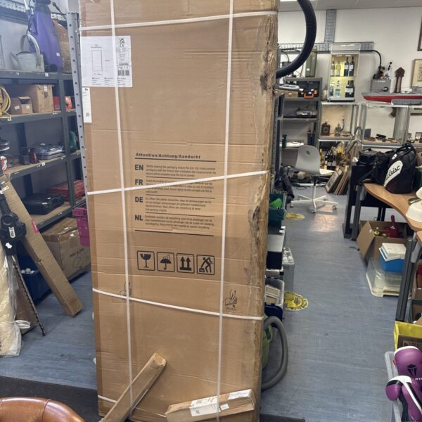 Boxed shower door, 800mm, ready for installation.