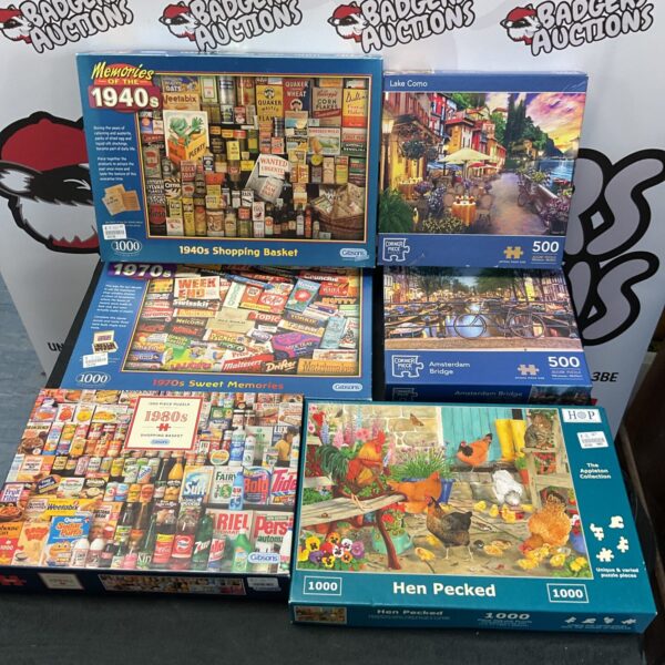 Vintage jigsaw puzzle lot from the 1940s, including Gibson puzzles.