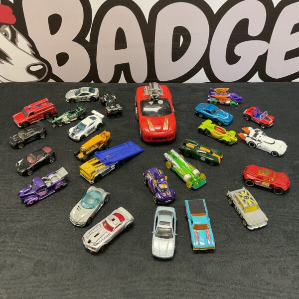 Hot Wheels diecast car collection, a colourful toy car lot.