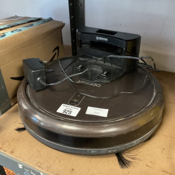 Deebot robot vacuum cleaner with charging dock, smart home cleaning.