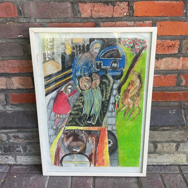 Original Judith Bibby surrealist pastel artwork with vibrant colours.