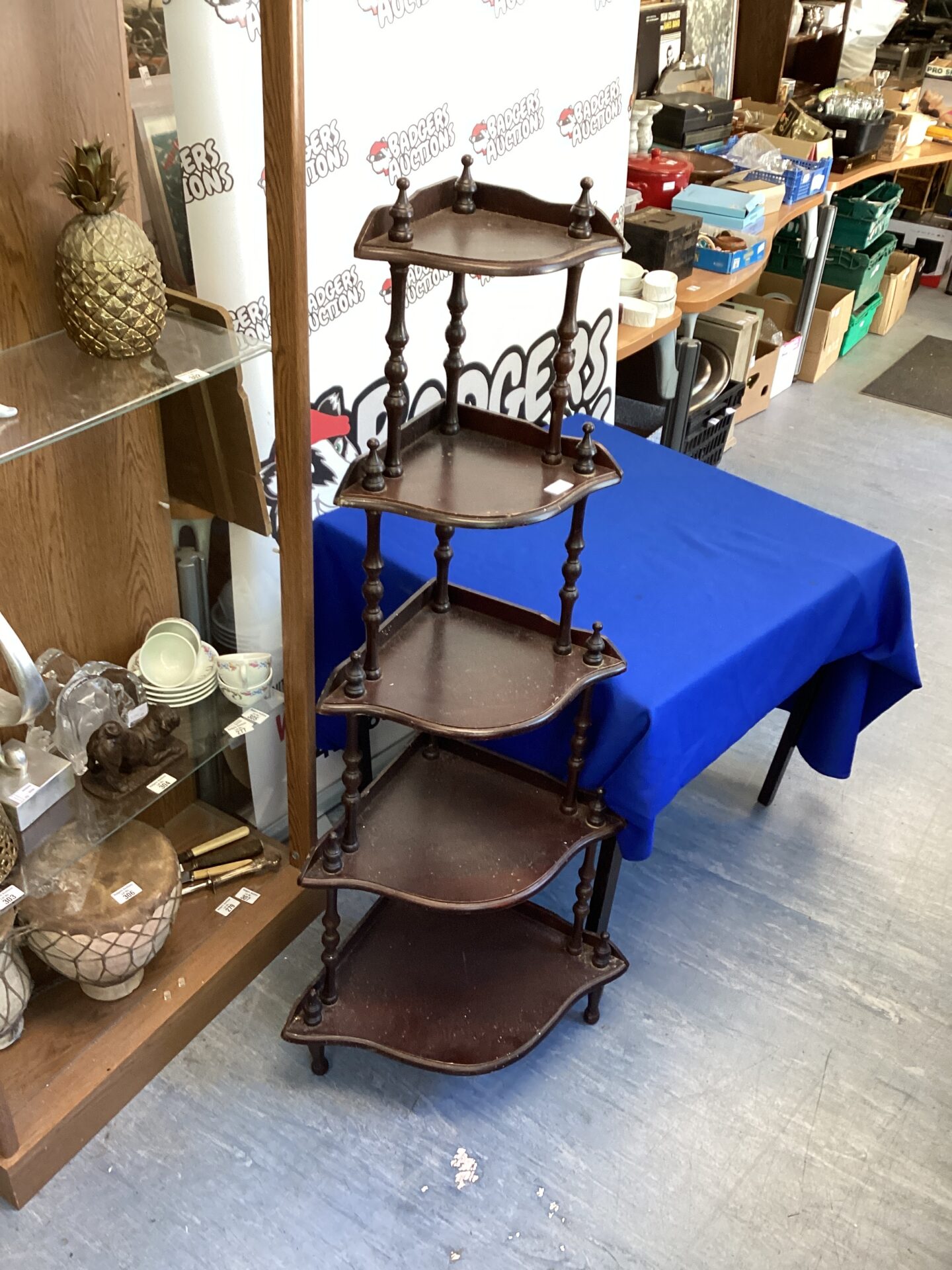 297 Vintage Mahogany Five tier Whatnot