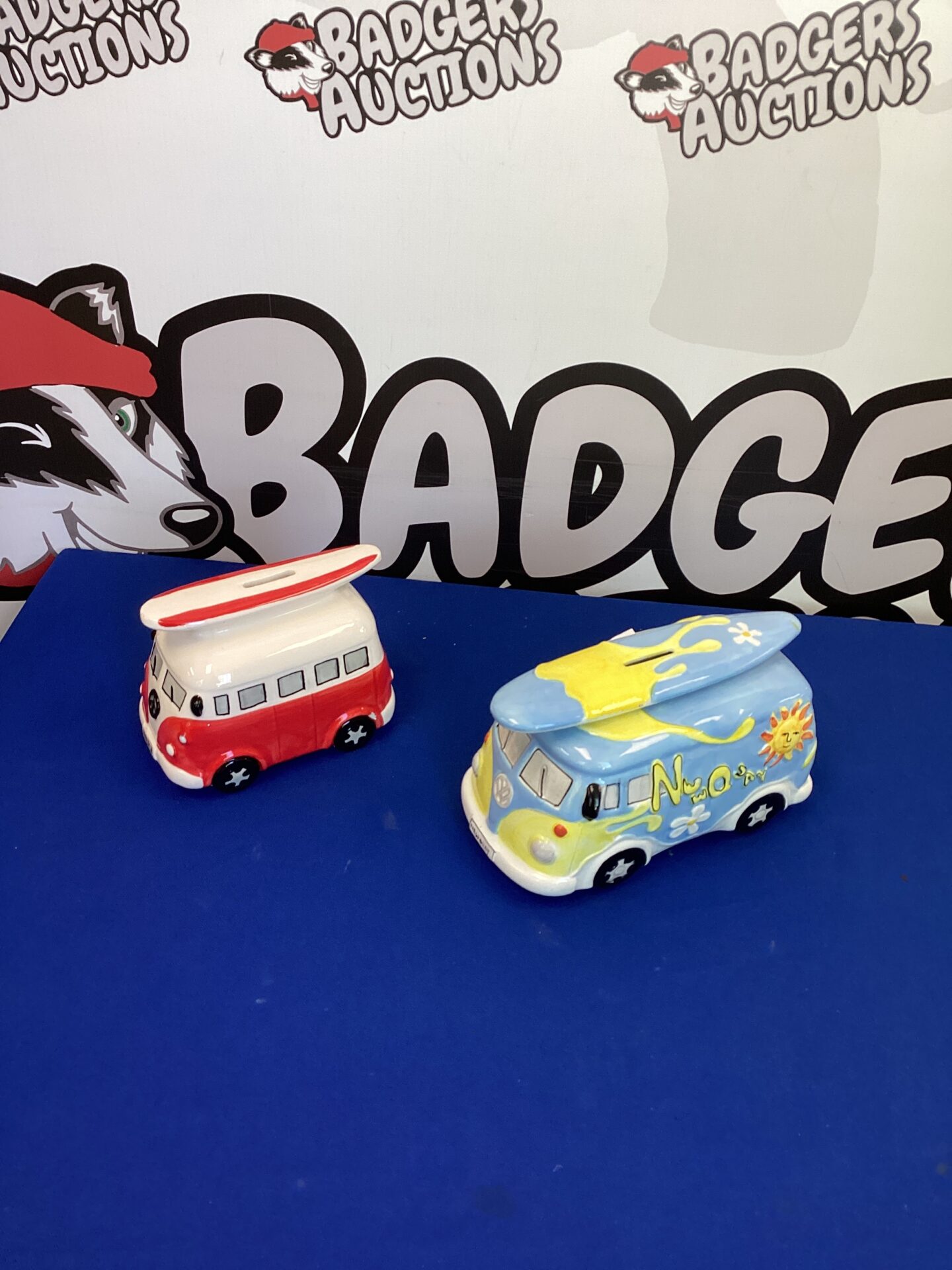 299 Two Pottery VW Camper Money Boxes