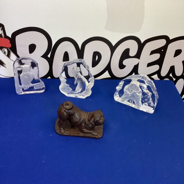 Lot of three glass dog etchings for collectors.
