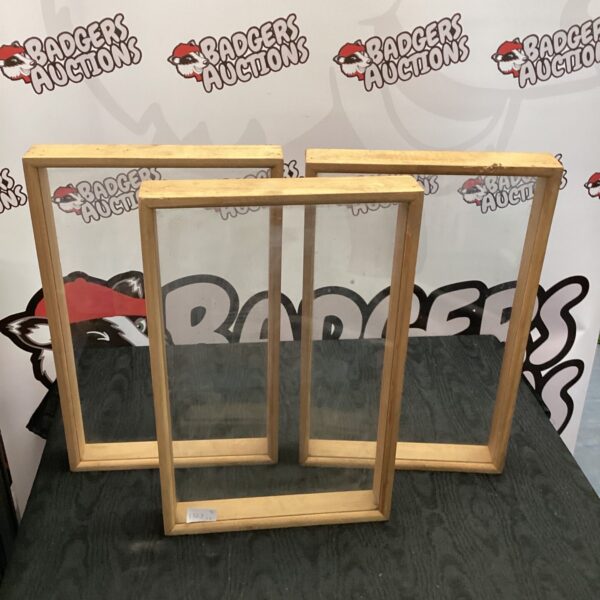 Lot of three deep display frames for dioramas and collectibles.