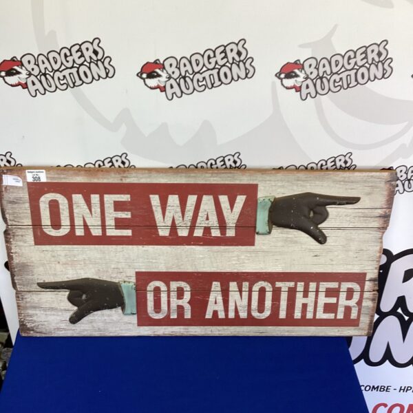 Rustic wooden one way sign for vintage home decor.