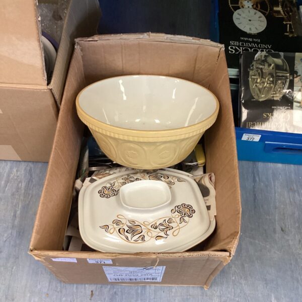 Vintage large ceramic mixing bowl for kitchen use.