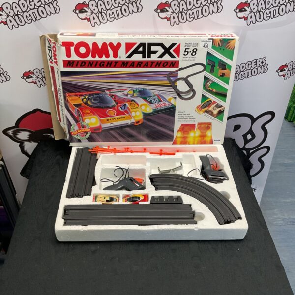 Vintage Aurora AFX Midnight Marathon race track set in box.