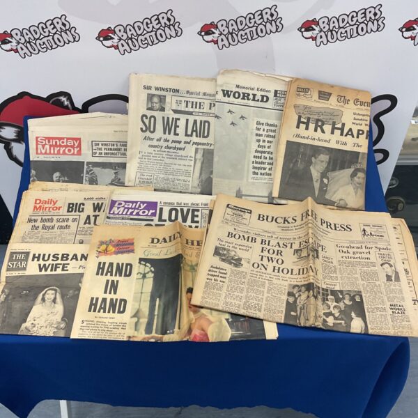 Collection of vintage newspapers including sunday mirror sir Winston Churchill funeral