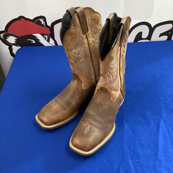 Ariat size 10 leather cowboy boots, western style footwear.