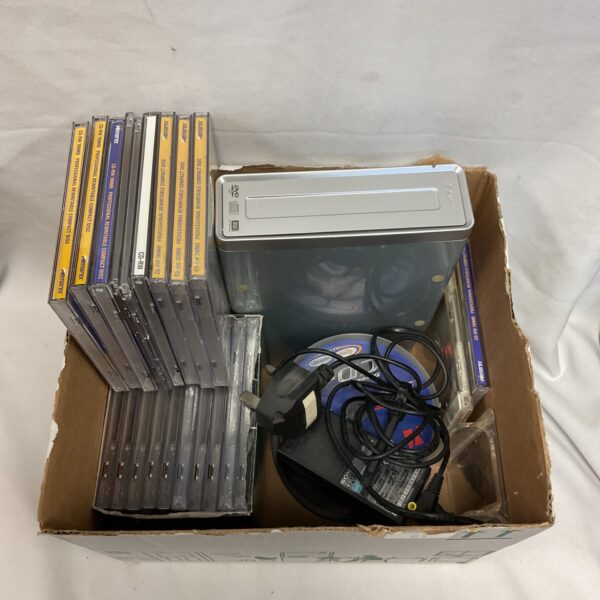 Sony DRX-720L CD DVD rewriter drive with blank CDs.