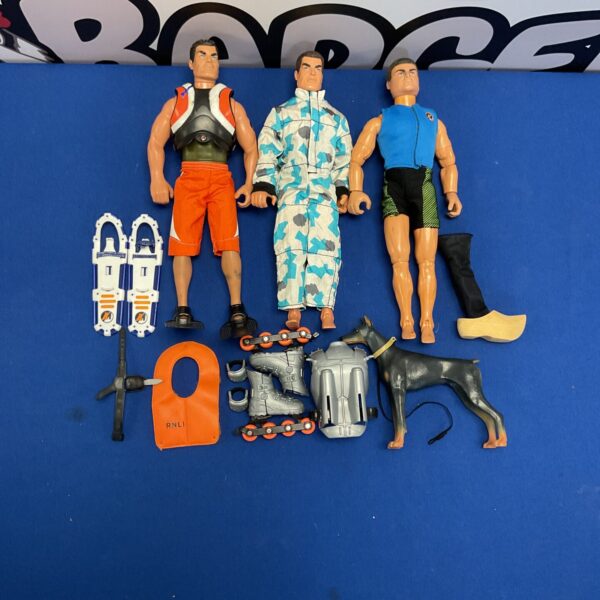 1990s action figures lot including Action Man and GI Joe Doberman.