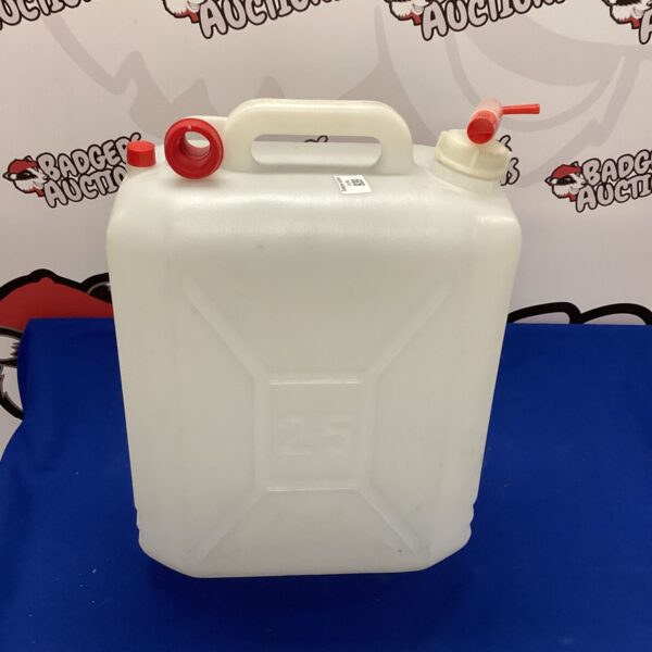 25-litre camping water container with handle and spout.