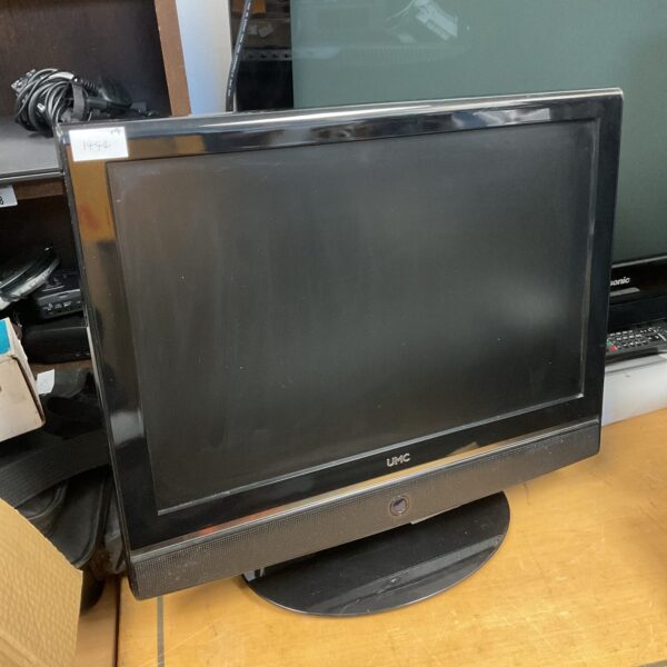 Black Umc 22 inch LCD TV with built-in DVD player.