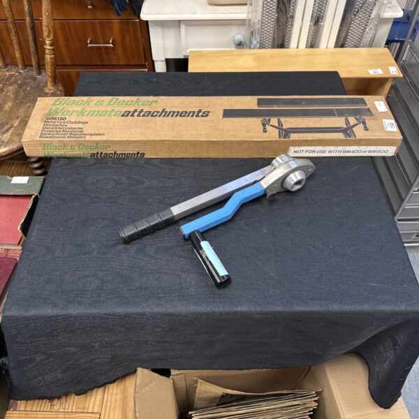 Black & Decker WM120 vice claddings and torque wrench for workshop use.