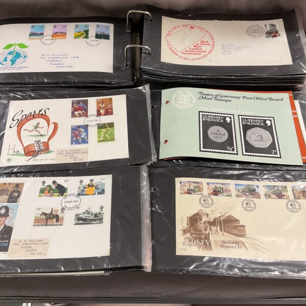 First day covers album featuring British and Channel Island stamps.