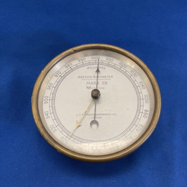Vintage A T Reynolds Mark 2B aneroid barometer for weather forecasting.
