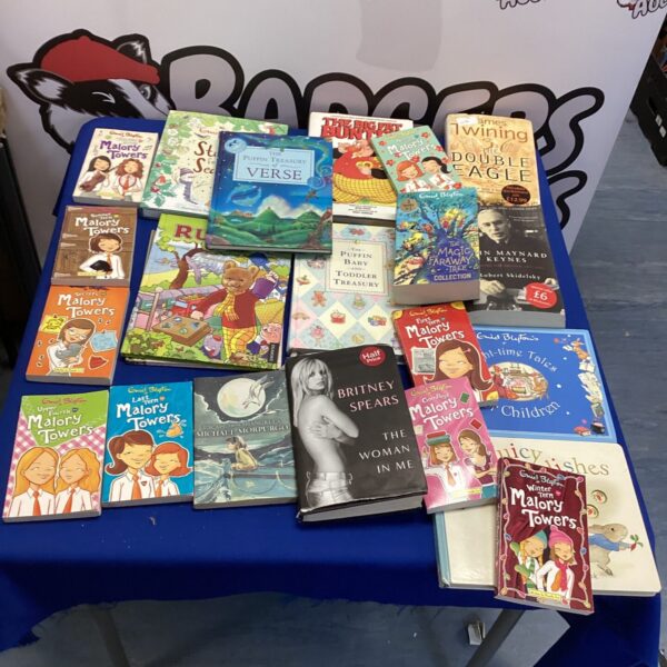 A lot of vintage children's books including Enid Blyton and Britney Spears titles.