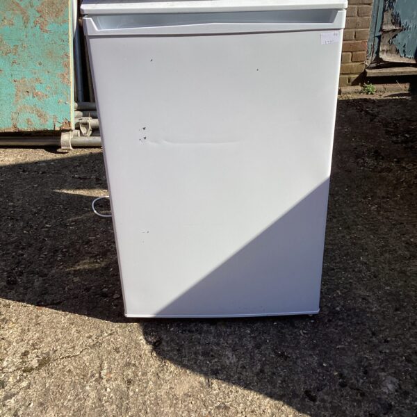 White under counter fridge for kitchens and small spaces.