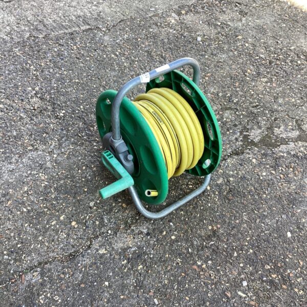 Karcher garden hose reel for outdoor garden watering and storage.