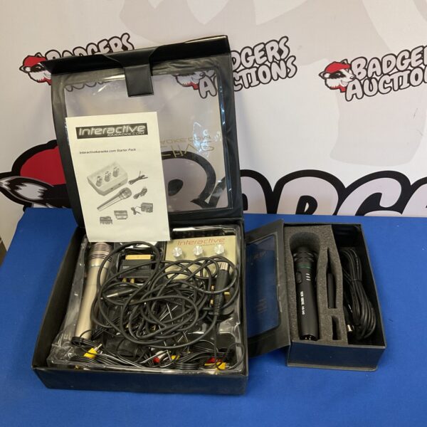 Interactive karaoke system with Shine microphone and cabling.