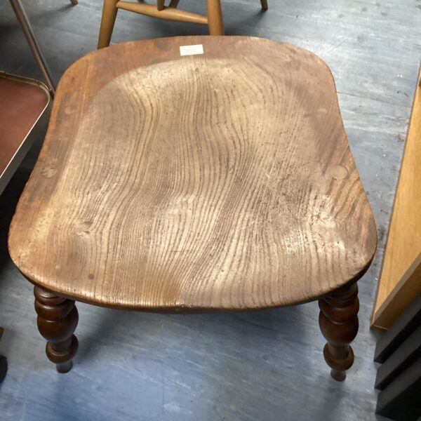 Vintage wooden captains chair stool with turned legs.