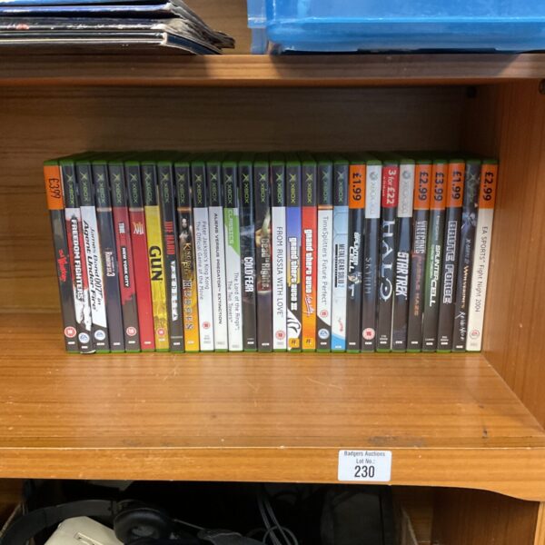 Collection of original Xbox games for retro gaming collectors.