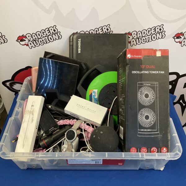 Electrical mixed lot with laptop, tablets, and smartwatches.