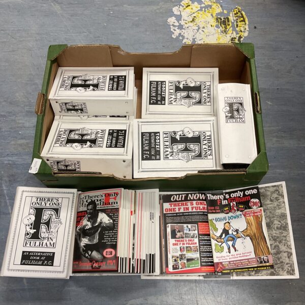 Large collection of theres only one f in fulham football magazines in albums