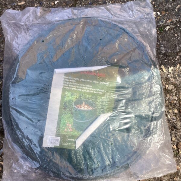 Used garden pop up bag for collecting leaves and waste.