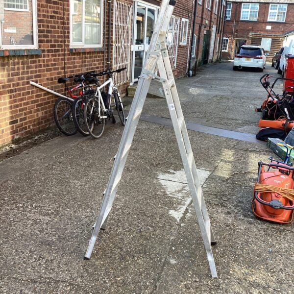 Used aluminium three-way ladder for DIY and home access.