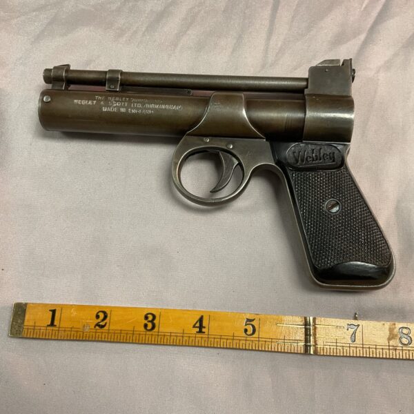 Vintage Webley Junior .177 air pistol in blued finish.