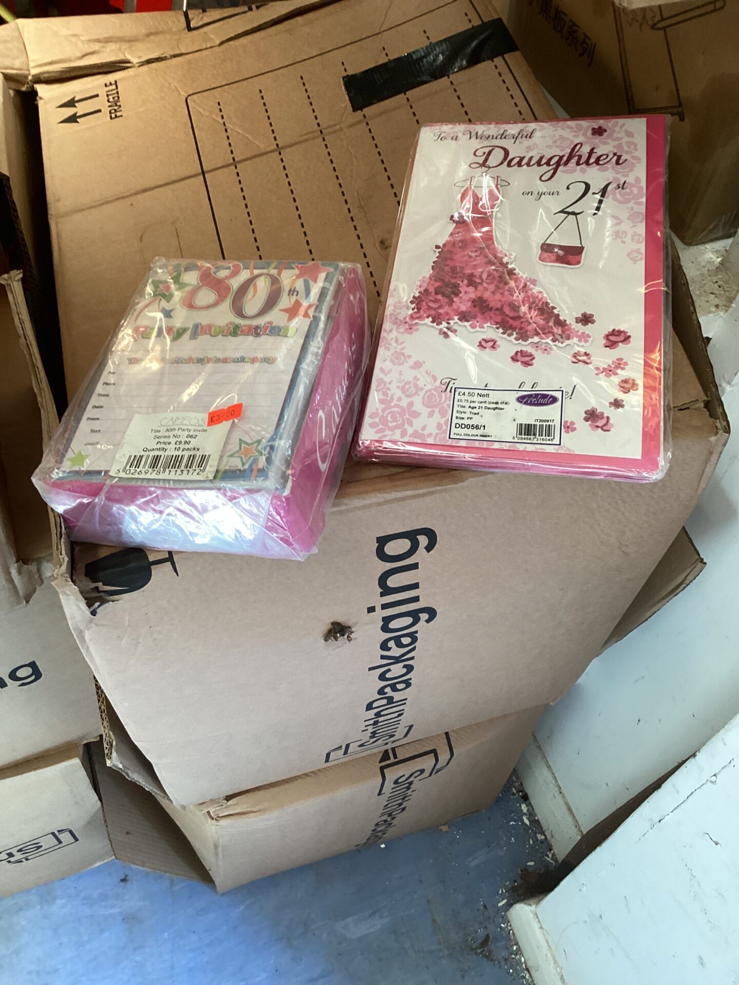 1149 Three large boxes of greeting cards etc